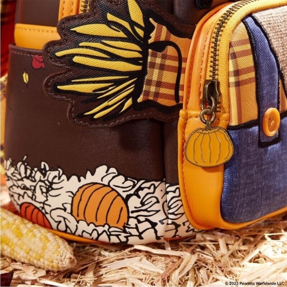 Loungefly Snoopy Scarecrow Backpack - Orange, Blue, Black main image 5